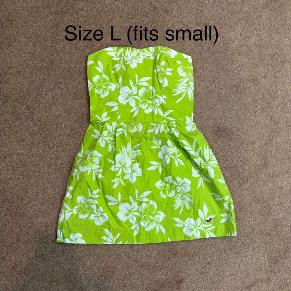 Hollister Lime Green Floral Mini Dress